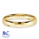 Argolla de matrimonio clasicas de oro amarillo 10k y 14k · 6, 5, 4, 3 mm · estilo confort · acabado lustre · modelo A10K
