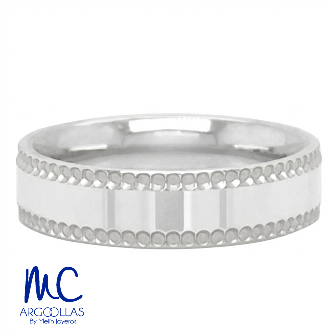 Argolla de matrimonio de oro blanco 10k y 14k · 5 mm · estilo recta · modelo F100365B