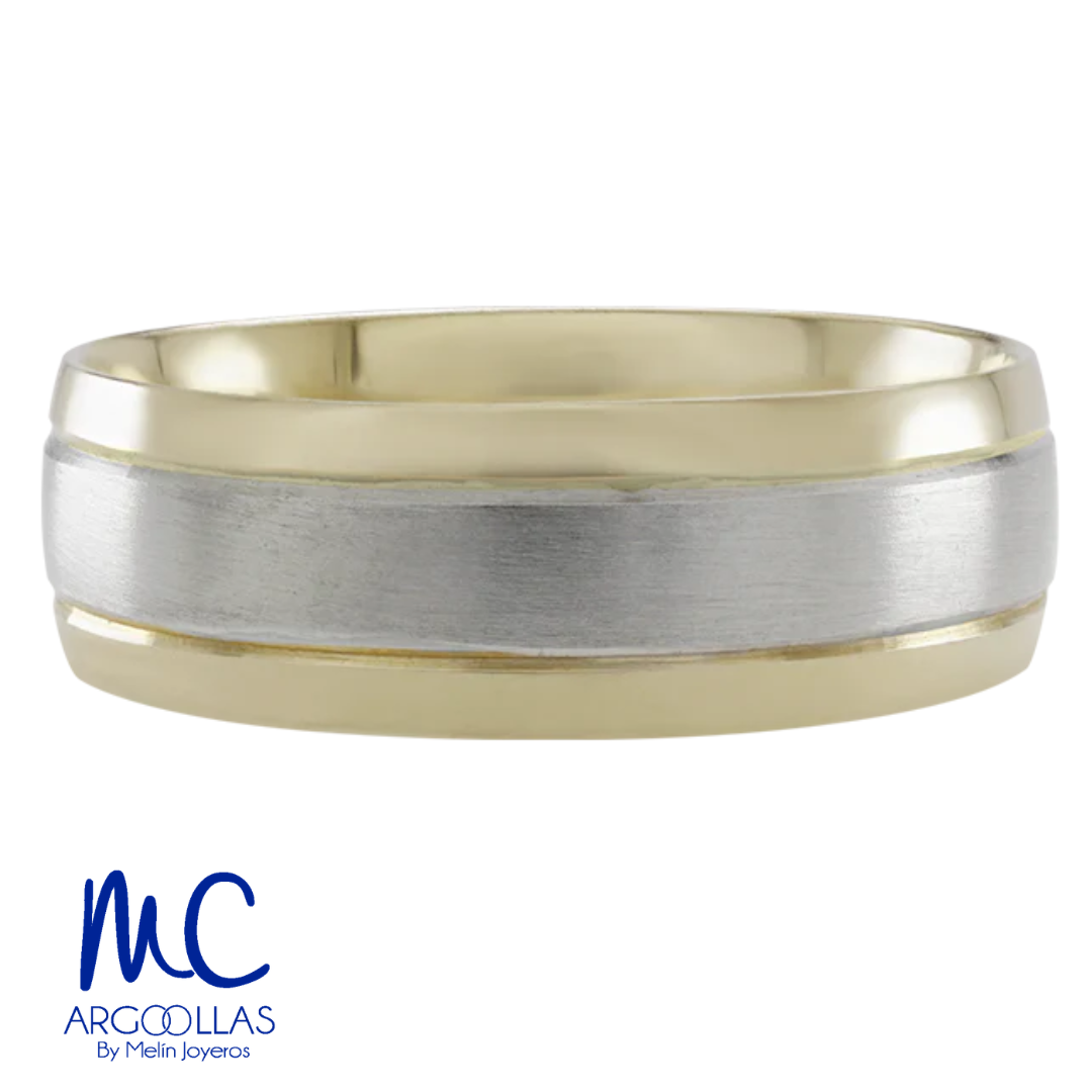 Argolla de matrimonio de oro combinado 14k · 6 mm · estilo confort · acabado mate