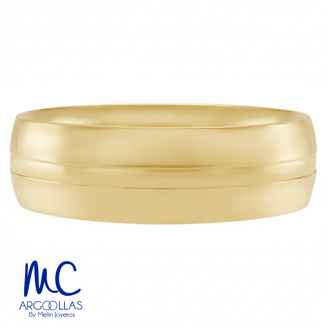 Argolla de matrimonio de oro amarillo 10k · 6 mm · estilo confort · acabado mate