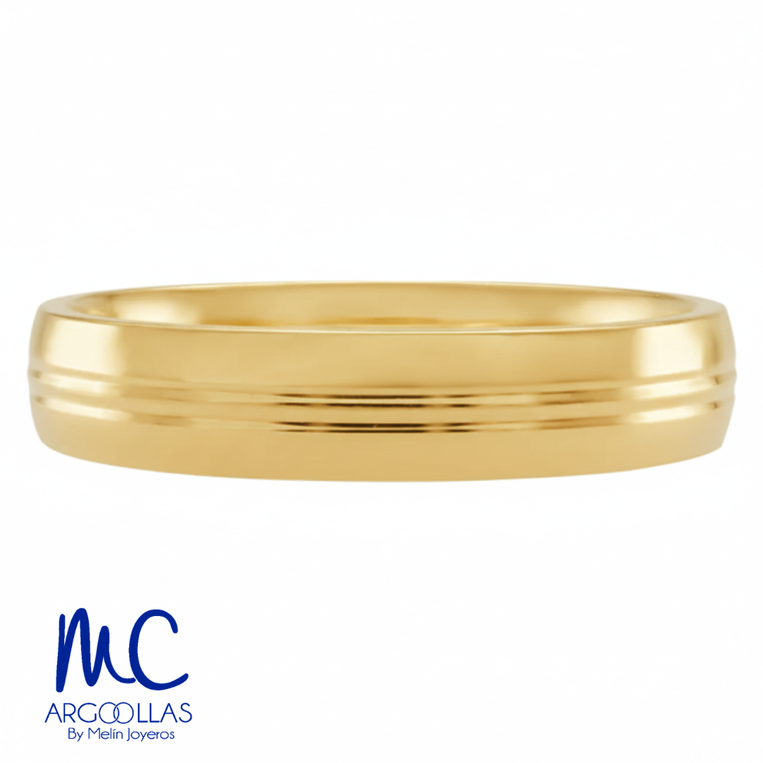 Argolla de matrimonio de oro amarillo 10k · 4 mm · estilo confort · acabado mate · modelo F60554