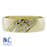 Argolla de matrimonio de oro amarillo 14k · 6 mm · estilo confort · acabado lustre con piedras