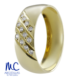 Argolla de matrimonio de oro amarillo 14k · 6 mm · estilo confort · acabado lustre con piedras