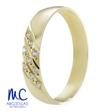 Argolla de matrimonio de oro amarillo 14k · 4 mm · estilo confort · acabado lustre con piedras