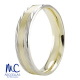 Argolla de matrimonio de oro combinado 10k y 14k · 5 mm · estilo recto · acabado lustre · modelo F201975