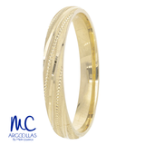 Argolla de matrimonio de oro amarillo 10k y 14k · 3 mm · estilo confort · acabado labrado · modelo F18453M