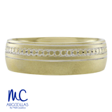 Argolla de matrimonio de oro combinado 10k y 14k · 6 mm · estilo confort · acabado labrado/mate