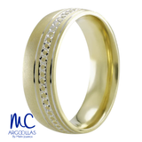 Argolla de matrimonio de oro combinado 10k y 14k · 6 mm · estilo confort · acabado labrado/mate