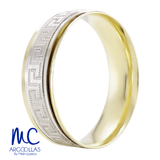 Argolla de matrimonio de oro combinado 10k y 14k · 6 mm · estilo recto · acabado labrado · modelo F50806