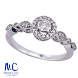 Anillo de compromiso de diamante natural 0.15 ct · corte redondo brillante · color G-J · claridad SI1-I2 · oro blanco 14k