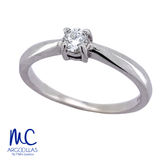 Anillo de compromiso de diamante natural 0.20 ct · corte redondo brillante · color G-H · claridad SI1 · oro blanco 14k · modelo F5650-20
