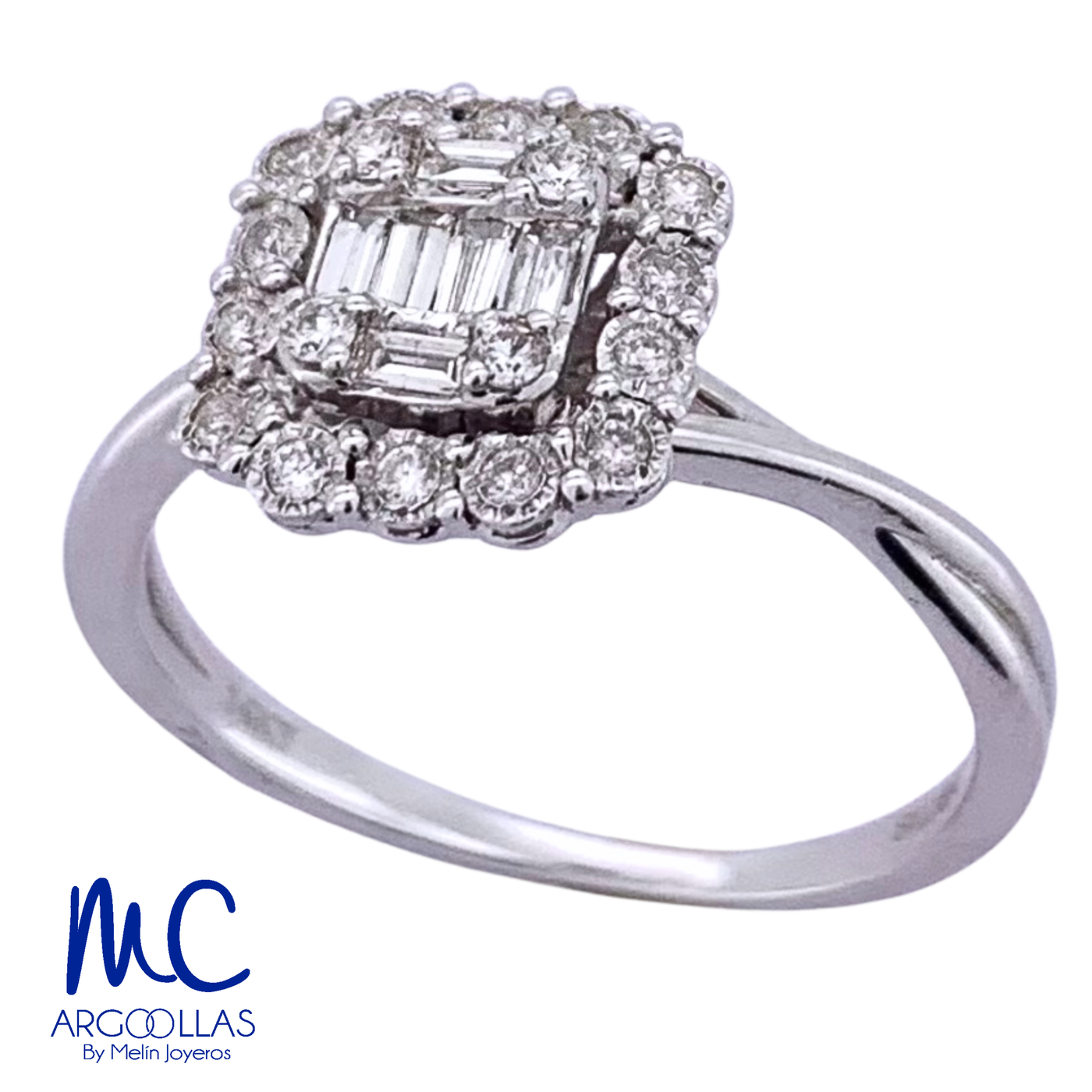 Anillo de compromiso de diamante natural 0.25 ct · color G · claridad SI1-I2 · oro blanco 14k
