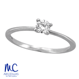 Anillo de compromiso de diamante natural 0.15 ct · corte redondo brillante · color G-H · claridad SI1 · oro blanco 14k · modelo F3974