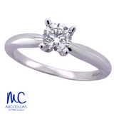 Anillo de compromiso de diamante natural 0.40 ct · corte redondo brillante · color G-H · claridad SI1 · oro blanco 14k