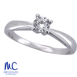 Anillo de compromiso de diamante natural 0.23 ct · corte redondo brillante · color G · claridad SI1 · oro blanco 14k