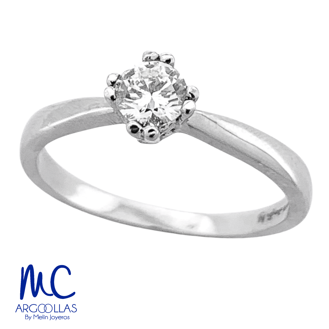 Anillo de compromiso de diamante natural 0.30 ct · corte redondo brillante · color G-H · claridad SI1 · oro blanco 14k