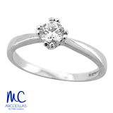 Anillo de compromiso de diamante natural 0.30 ct · corte redondo brillante · color G-H · claridad SI1 · oro blanco 14k