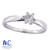 Anillo de compromiso de diamante natural 0.25 ct · corte redondo brillante · color G-H · claridad SI1 · oro blanco 14k · modelo F5644-25