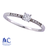 Anillo de compromiso de diamante natural 0.19 ct · corte redondo brillante · color G-H · claridad SI1 · oro blanco 14k