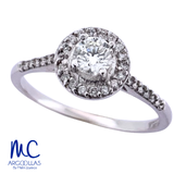 Anillo de compromiso de diamante natural 0.45 ct · corte redondo brillante · color G-H · claridad SI1 · oro blanco 14k