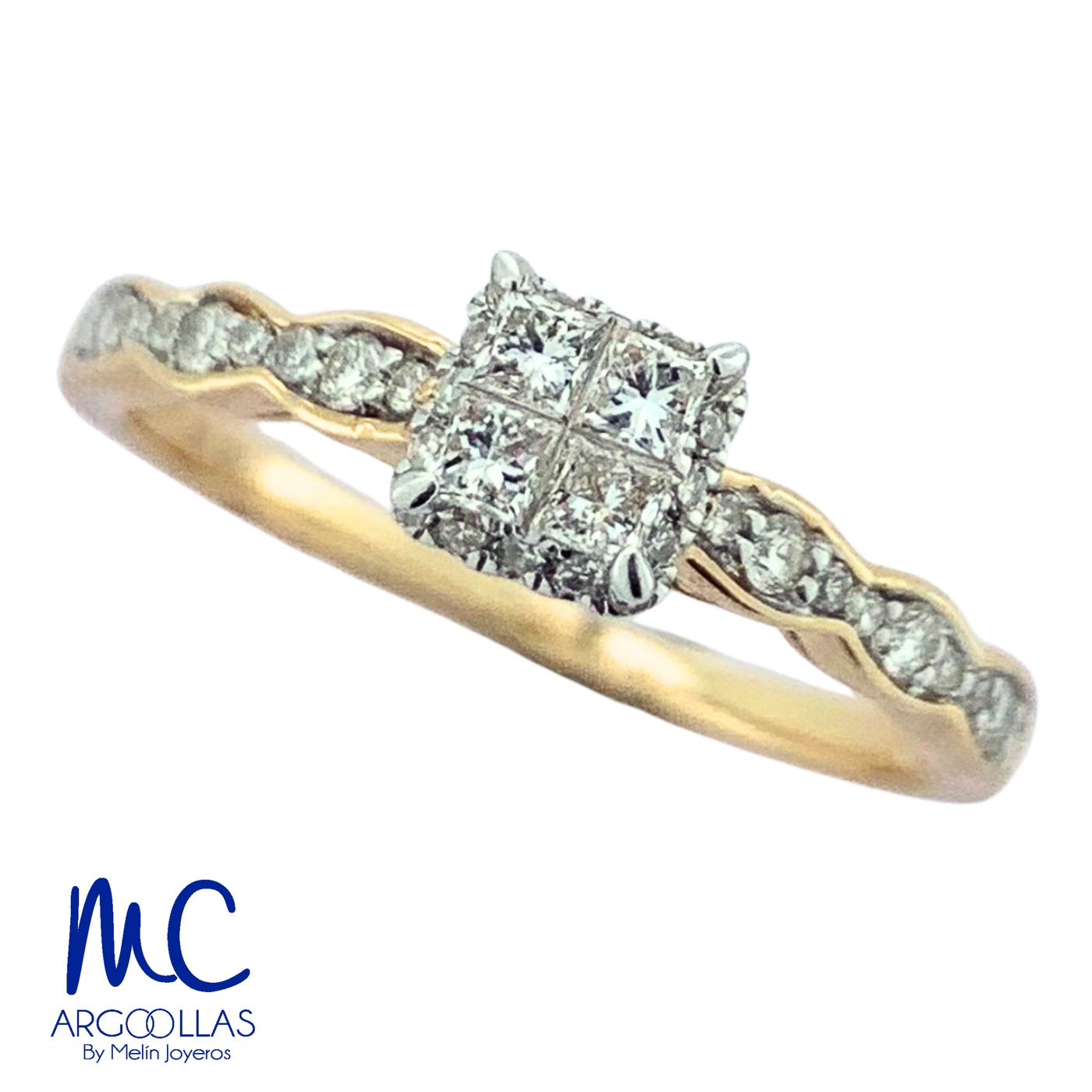 Anillo de compromiso de diamante natural 0.33 ct · color G-J · claridad SI1-I2 · oro amarillo 14k