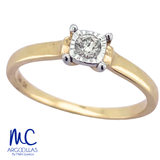Anillo de compromiso de diamante natural 0.10 ct · corte redondo brillante · color G-J · claridad SI1-I2 · oro amarillo 14k