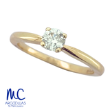 Anillo de compromiso de diamante natural 0.30 ct · corte redondo brillante · color G-H · claridad SI1 · oro amarillo 14k