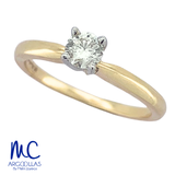 Anillo de compromiso de diamante natural 0.30 ct · corte redondo brillante · color H-J · claridad VS1-VS2 · oro amarillo 14k