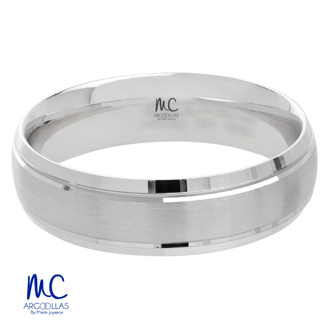 Argolla de matrimonio de oro blanco 10k y 14k · 6 mm · estilo confort · acabado mate