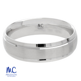 Argolla de matrimonio de oro blanco 10k y 14k · 6 mm · estilo confort · acabado mate