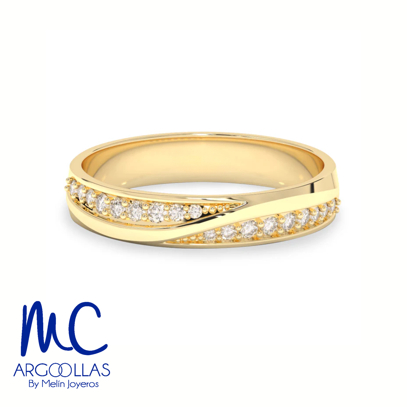 Argolla de matrimonio de oro amarillo 10k y 14k · 3.7 mm · estilo recta · con zirconia