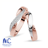 Set de argollas de matrimonio de oro amarillo 10k y 14k · con zirconia · modelo ARG-015 ARG-016