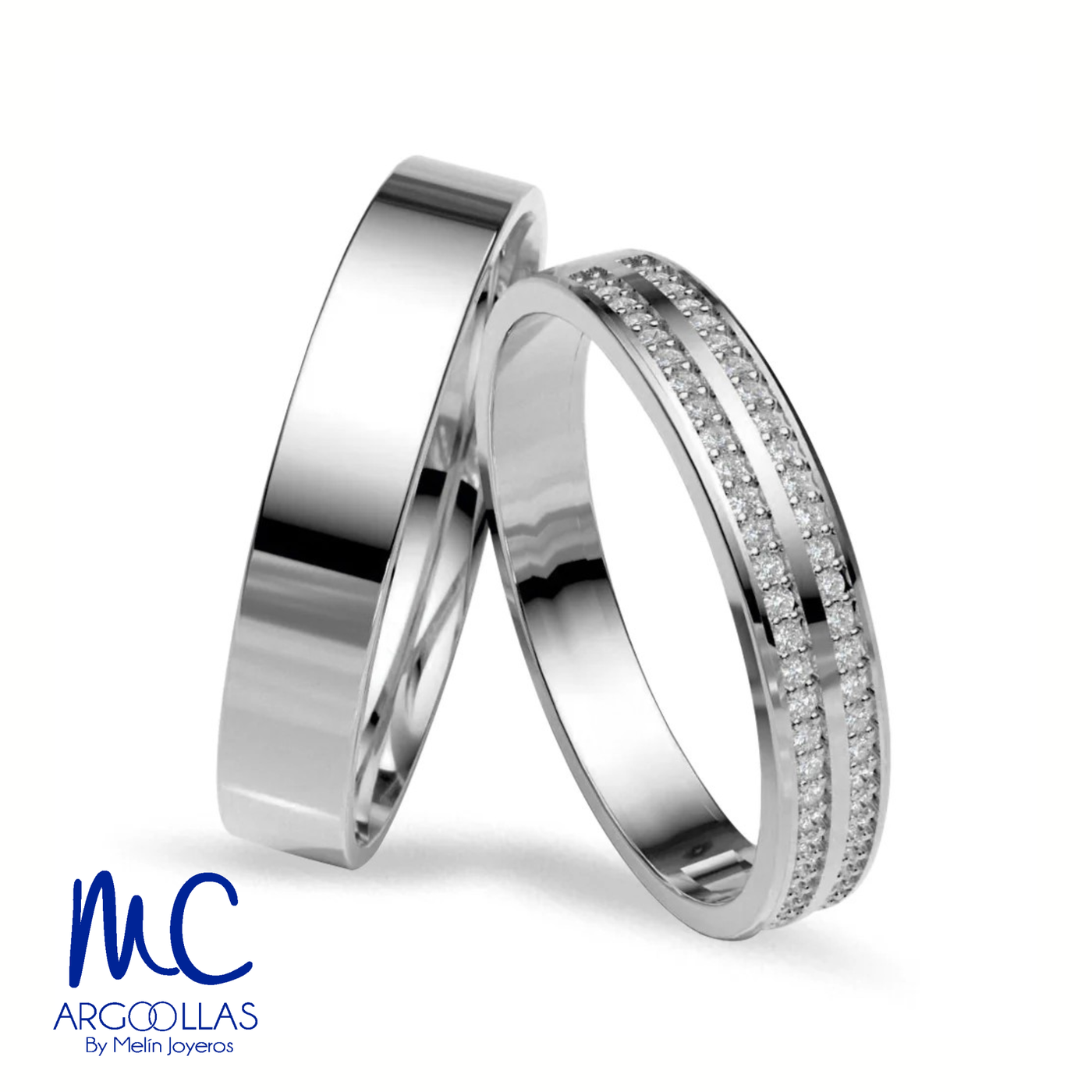 Set de argollas de matrimonio de oro amarillo 10k y 14k · con zirconia · modelo ARG-033 ARG-056