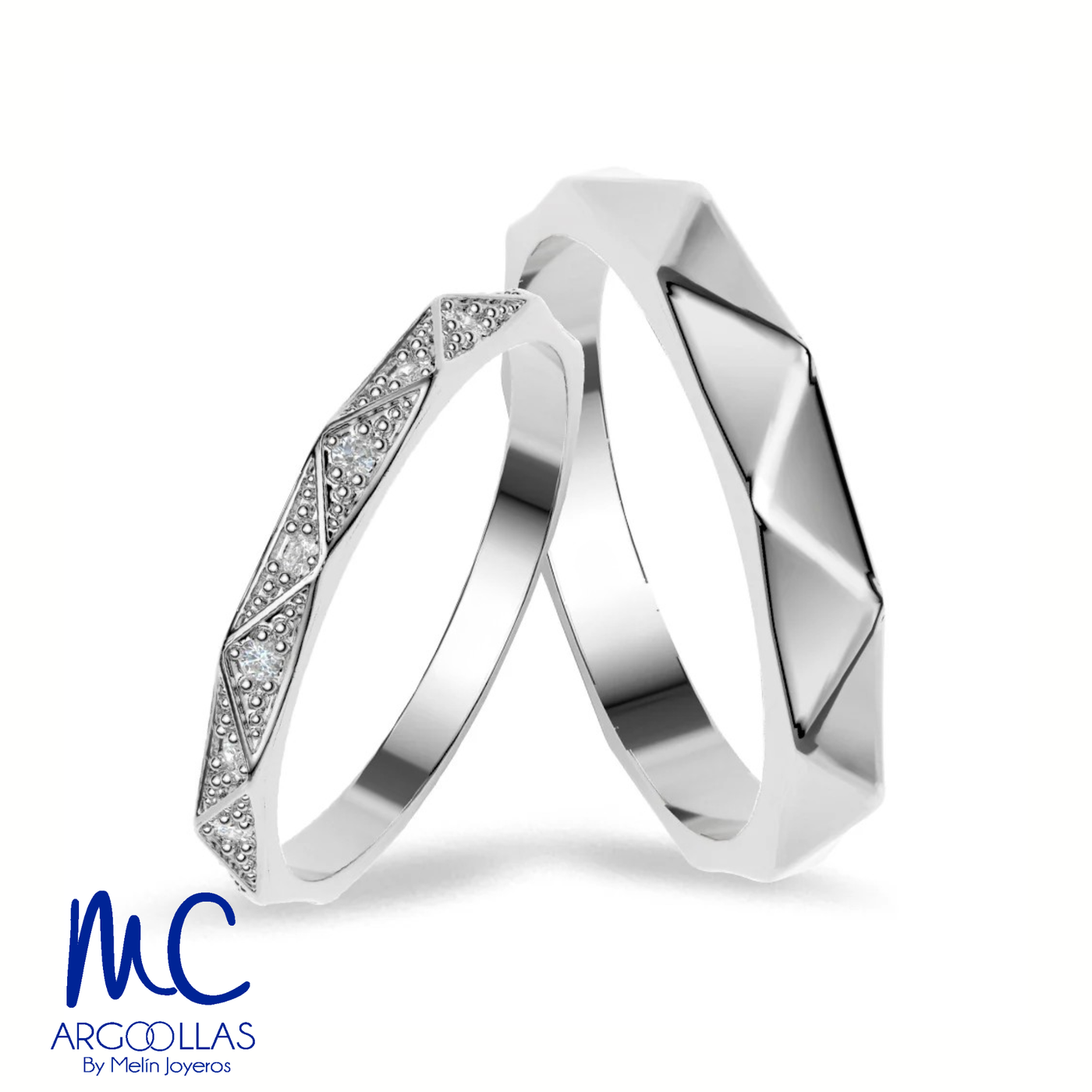 Set de argollas de matrimonio de oro amarillo 10k y 14k · con zirconia · modelo ARG-031 ARG-2204