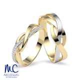 Set de argollas de matrimonio de oro amarillo 10k y 14k · con zirconia · modelo ARG-069 ARG-068