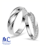 Set de argollas de matrimonio de oro amarillo 10k y 14k · con zirconia · modelo ARG-012 ARG-011
