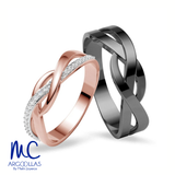 Set de argollas de matrimonio de oro amarillo 10k y 14k · con zirconia · modelo ARG-069 ARG-068