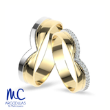 Set de argollas de matrimonio de oro amarillo 10k y 14k · con zirconia · modelo ARG-013 ARG-014