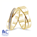 Set de argollas de matrimonio lig de oro amarillo 10k y 14k · con zirconia