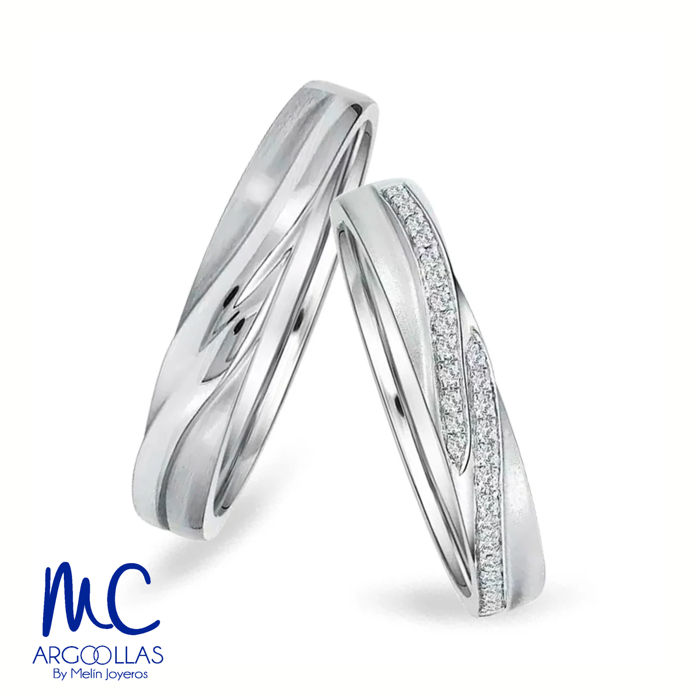 Set de argollas de matrimonio de oro amarillo 10k y 14k · con zirconia · modelo ARG-124 ARG-125