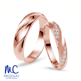 Set de argollas de matrimonio de oro amarillo 10k y 14k · con zirconia · modelo ARG-012 ARG-011