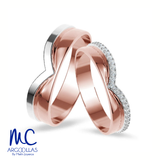 Set de argollas de matrimonio de oro amarillo 10k y 14k · con zirconia · modelo ARG-013 ARG-014
