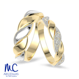 Set de argollas de matrimonio de oro combinado 10k y 14k · con zirconia