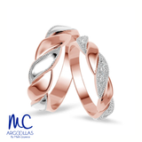 Set de argollas de matrimonio de oro combinado 10k y 14k · con zirconia