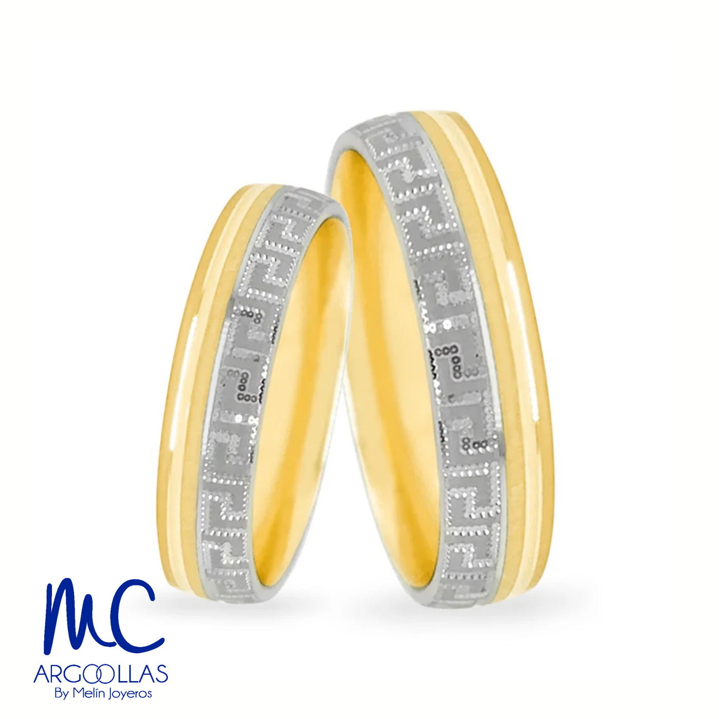 Set de argollas de matrimonio de oro combinado 10k y 14k