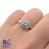 Anillo de compromiso de diamante de laboratorio 0.66 ct · corte redondo brillante · color E · claridad VVS2 · oro amarillo 14k