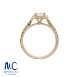 Anillo de compromiso de diamante de laboratorio 1.00 ct · corte esmerald cut · color E · claridad VVS2 · oro amarillo 14k