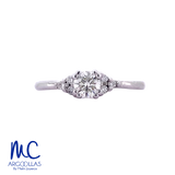 Anillo de compromiso de diamante natural 0.33 ct · corte redondo brillante · color G-H · claridad SI1 · oro blanco 14k