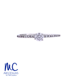 Anillo de compromiso de diamante natural 0.24 ct · corte redondo brillante · color G-H · claridad SI1 · oro blanco 14k