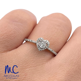 Anillo de compromiso de diamante natural 0.15 ct · corte redondo brillante · color G · claridad SI1-I2 · oro blanco 14k